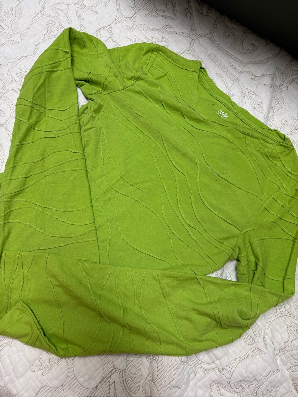 Twik Lime Green Long-Sleeve Textured Women's Top